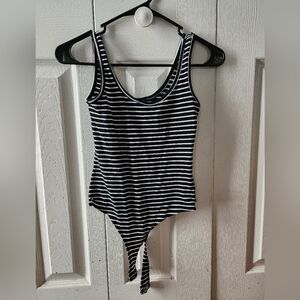 Striped Black and White One Piece